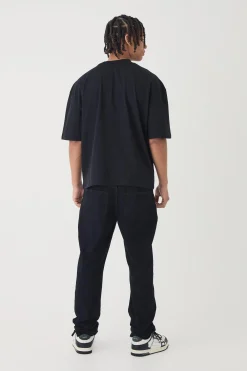 Oversized Boxy Extended Neck Line Drawn T-shirt | BoohooMAN UK