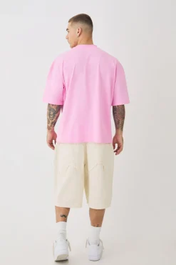 Oversized Boxy Extended Neck Line Drawing T-shirt | BoohooMAN UK
