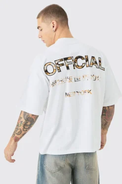 Oversized Boxy Extended Neck Heavyweight Applique T-shirt | BoohooMAN UK