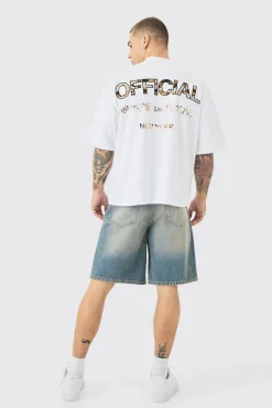 Oversized Boxy Extended Neck Heavyweight Applique T-shirt | BoohooMAN UK