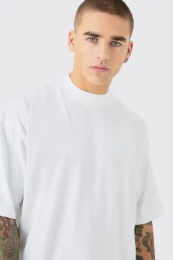 Oversized Boxy Extended Neck Heavyweight Applique T-shirt | BoohooMAN UK