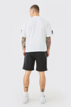 Oversized Boxy Extended Neck Homme Moto Graphic T-shirt | BoohooMAN UK
