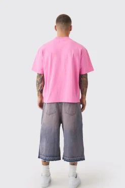 Oversized Boxy Extended Neck Heart Embroidered T-shirt | BoohooMAN UK