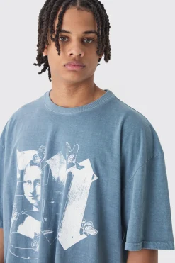 Oversized Boxy Extended Neck Mona Lisa M T-shirt | BoohooMAN UK