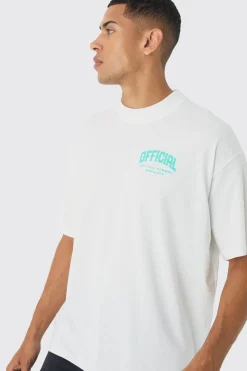 Oversized Boxy Extended Neck Eagle Back Print T-Shirt | BoohooMAN UK