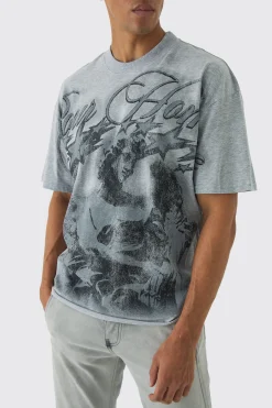 Oversized Boxy Extended Neck Large Scale Renaissance Print T-Shirt | BoohooMAN UK