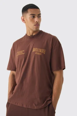 Oversized Boxy Extended Neck Distressed Skull Print T-Shirt | BoohooMAN UK
