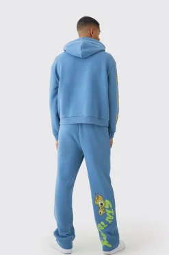 Oversized Boxy Eye Puff Print Graphic Hooded Tracksuit | BoohooMAN UK