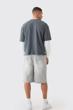 Oversized Boxy Faux Layer Embroidered Ofcl T-shirt | BoohooMAN UK