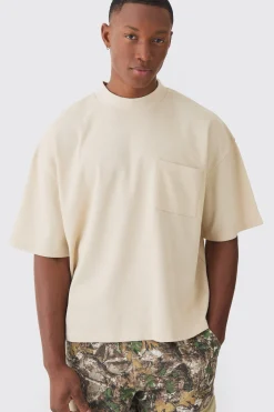 Oversized Boxy Fit Double Knit Mesh T-shirt | BoohooMAN UK