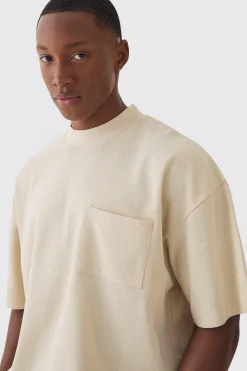 Oversized Boxy Fit Double Knit Mesh T-shirt | BoohooMAN UK