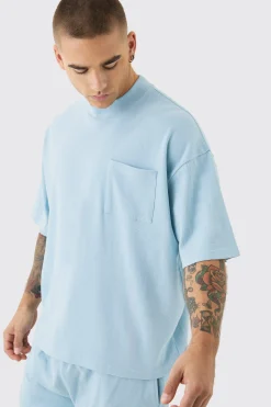 Oversized Boxy Fit Double Knit Mesh T-shirt & Short Set | BoohooMAN UK