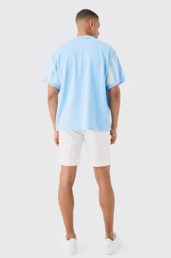 Oversized Boxy Fit Knitted Moto Shirt | BoohooMAN UK