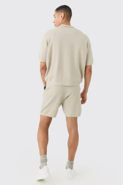 Oversized Boxy Fit Short Sleeve Knitted Shirt | BoohooMAN UK