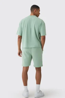Oversized Boxy Flame Printed T-shirt And Short Set | BoohooMAN UK