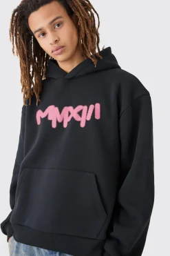 Oversized Boxy Floral Line Drawing Hoodie | BoohooMAN UK