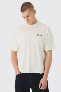 Oversized Boxy Floral Line Drawing Print T-Shirt | BoohooMAN UK