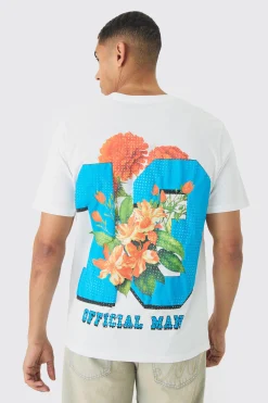Oversized Boxy Floral Varsity Print T-Shirt | BoohooMAN UK