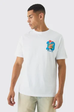 Oversized Boxy Floral Varsity Print T-Shirt | BoohooMAN UK