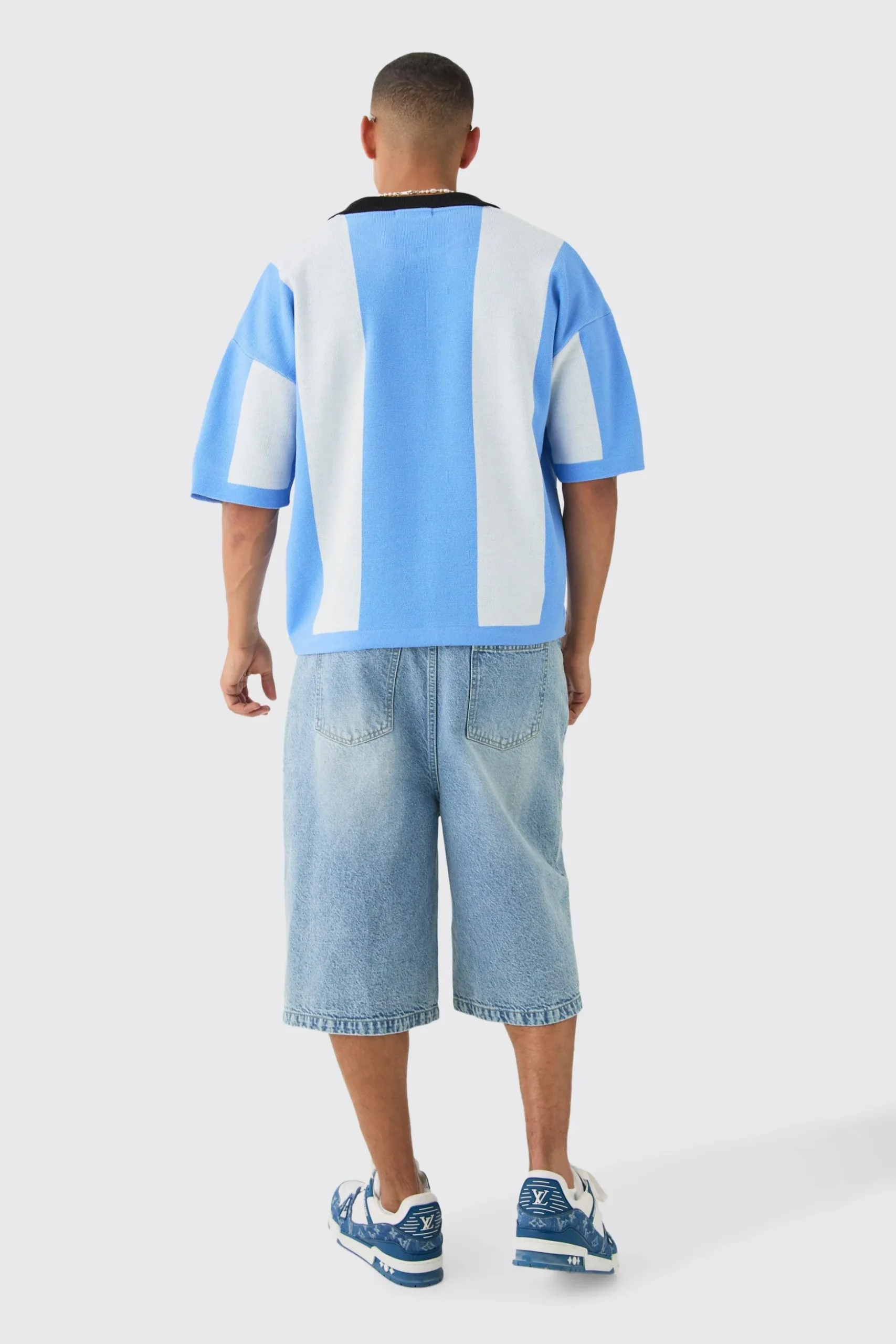 Oversized Boxy Football Knitted Top | BoohooMAN UK