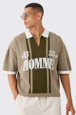 Oversized Boxy Football Knitted Top | BoohooMAN UK