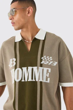 Oversized Boxy Football Knitted Top | BoohooMAN UK