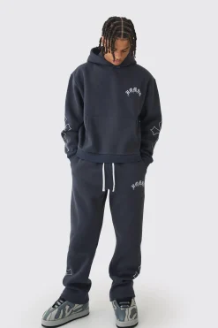 Oversized Boxy Gothic Homme Cross Tracksuit | BoohooMAN UK