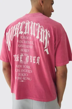 Oversized Boxy Gothic Worldwide Spray Wash T-Shirt | BoohooMAN UK