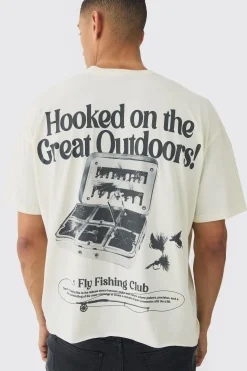 Oversized Boxy Great Outdoors Print T-Shirt | BoohooMAN UK