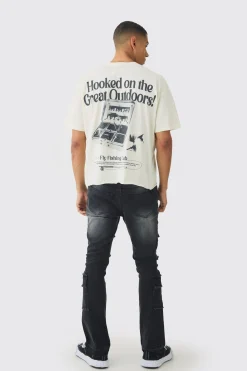 Oversized Boxy Great Outdoors Print T-Shirt | BoohooMAN UK