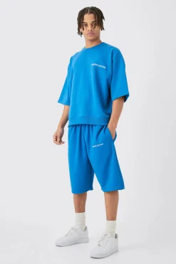 Oversized Boxy Half Sleeve Short Tracksuit | BoohooMAN UK