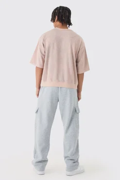 Oversized Boxy Half Sleeve Acid Washed Sweatshirt | BoohooMAN UK