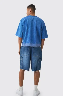Oversized Boxy Half Sleeve Acid Washed Sweatshirt | BoohooMAN UK