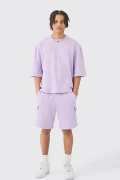 Oversized Boxy Half Sleeve T-shirt & Cargo Short Set | BoohooMAN UK