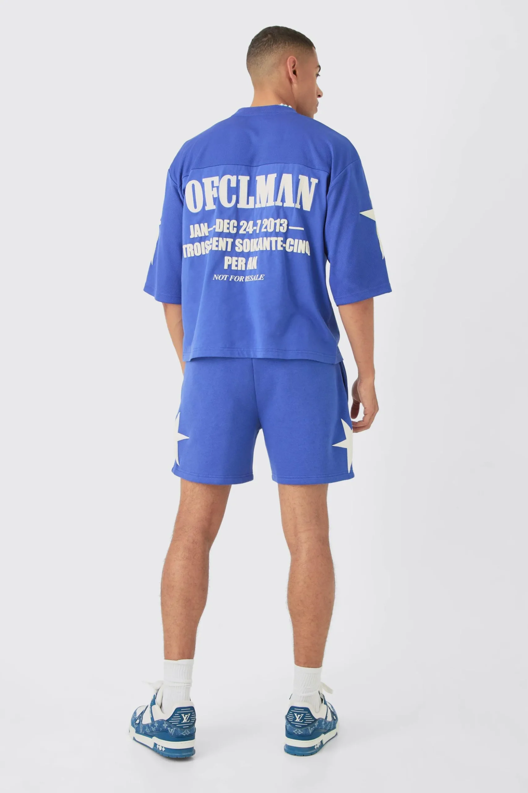 Oversized Boxy Half Sleeve Applique Moto T-shirt & Short Set | BoohooMAN UK