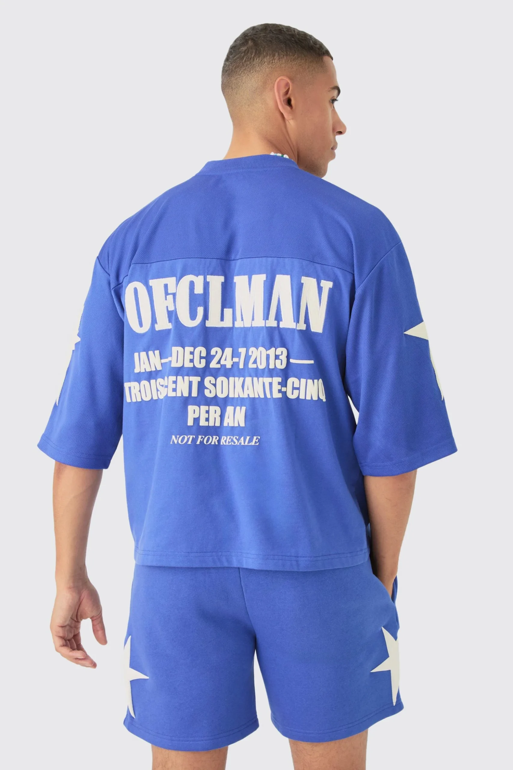 Oversized Boxy Half Sleeve Applique Moto T-shirt & Short Set | BoohooMAN UK