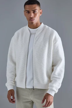 Oversized Boxy Heavy Boucle Bomber Jacket | BoohooMAN UK
