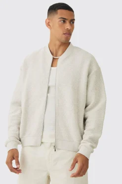 Oversized Boxy Heavy Boucle Bomber Jacket | BoohooMAN UK