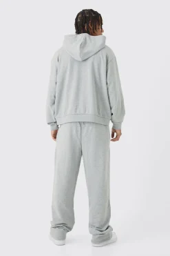 Oversized Boxy Heavy Hooded Zip Through Tracksuit | BoohooMAN UK