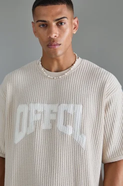 Oversized Boxy Heavy Jumbo Waffle Applique Sweatshirt | BoohooMAN UK
