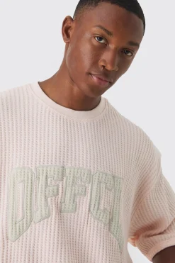 Oversized Boxy Heavy Jumbo Waffle Sweatshirt & Short Set | BoohooMAN UK