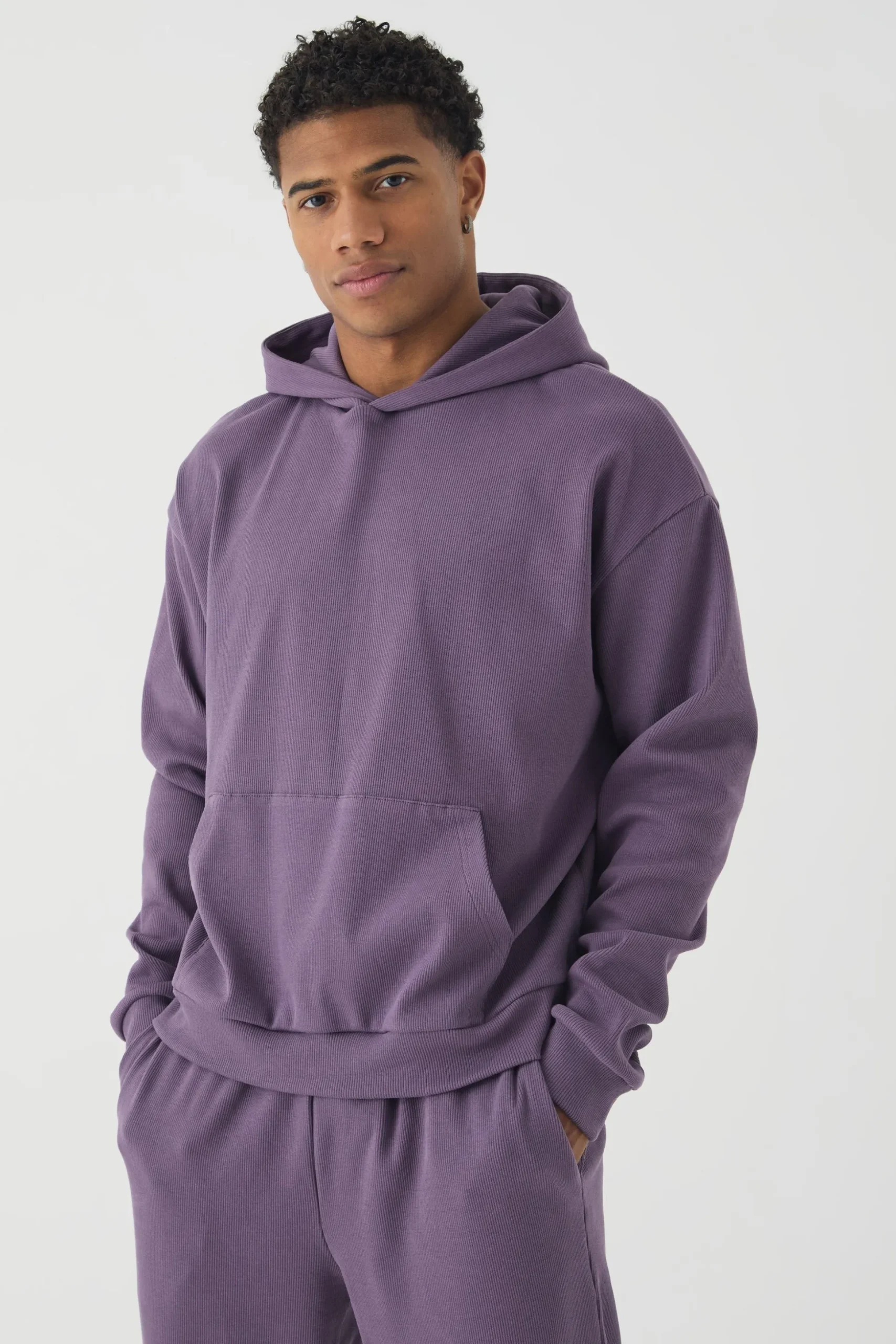 Oversized Boxy Heavy Ribbed Hoodie | BoohooMAN UK