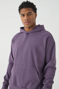 Oversized Boxy Heavy Ribbed Hoodie | BoohooMAN UK