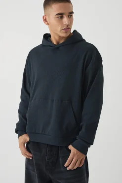 Oversized Boxy Heavy Ribbed Hoodie | BoohooMAN UK