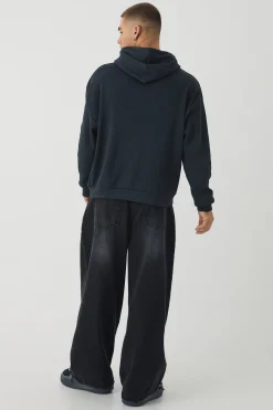 Oversized Boxy Heavy Ribbed Hoodie | BoohooMAN UK
