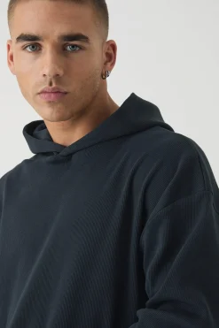 Oversized Boxy Heavy Ribbed Hoodie | BoohooMAN UK