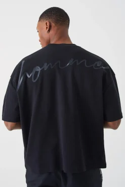 Oversized Boxy Heavyweight Interlock Graphic T-shirt | BoohooMAN UK
