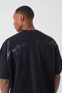 Oversized Boxy Heavyweight Interlock Graphic T-shirt | BoohooMAN UK
