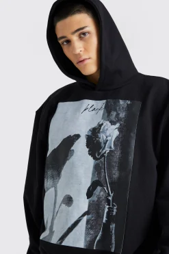 Oversized Boxy Heavyweight Graphic Hoodie | BoohooMAN UK