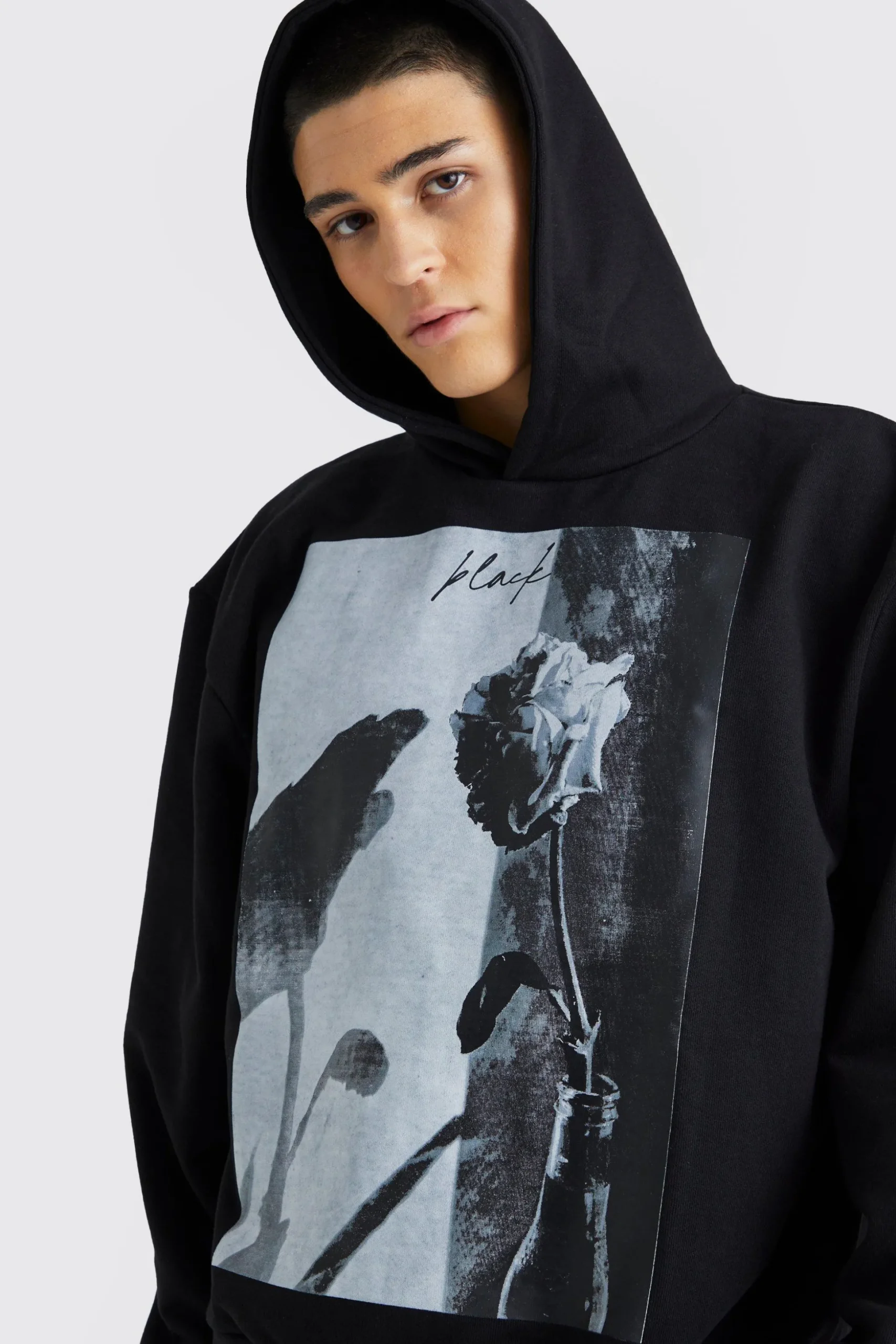 Oversized Boxy Heavyweight Graphic Hoodie | BoohooMAN UK